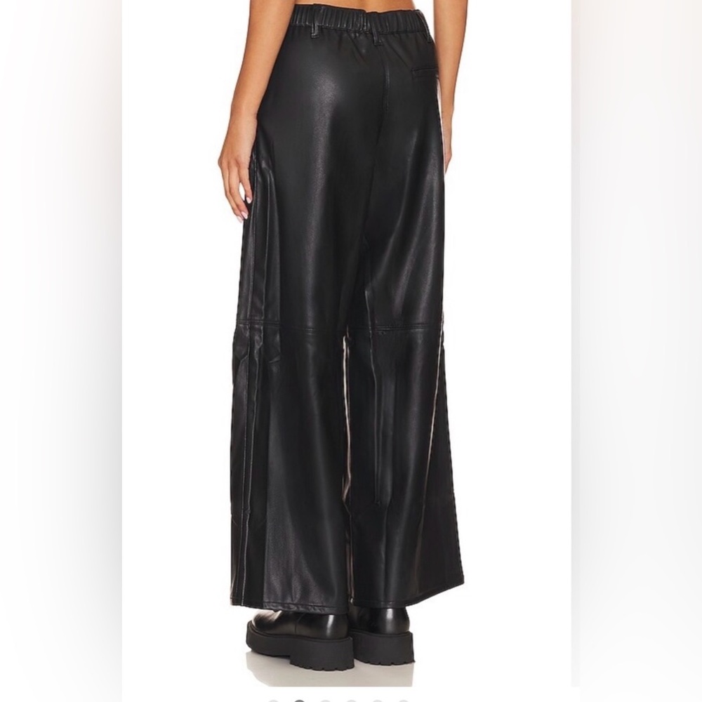 We The Free Free People Night Ride Pull On Wide Leg Pants Faux Leather Chic - Picture 2 of 5